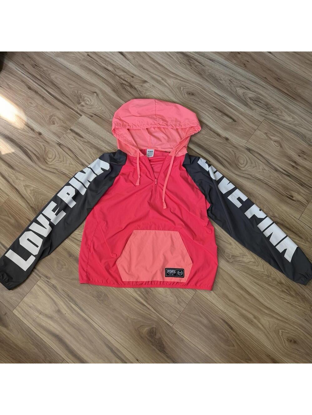 PINK Victoria's Secret Love Pink Colorblock Anorak Windbreaker Hoodie XS